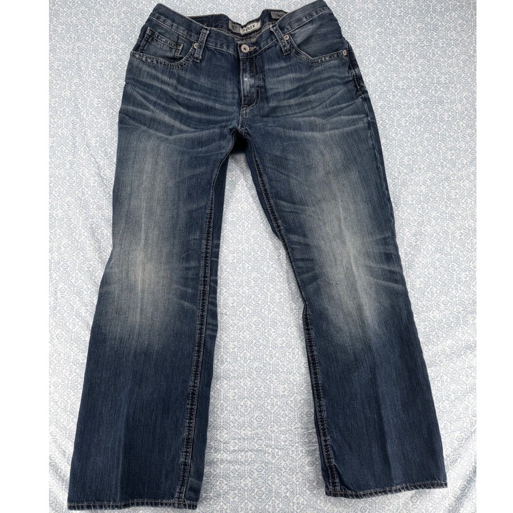 BKE Derek Mens Relaxed Straight Leg Jeans Dark Wash 36S ABM12076